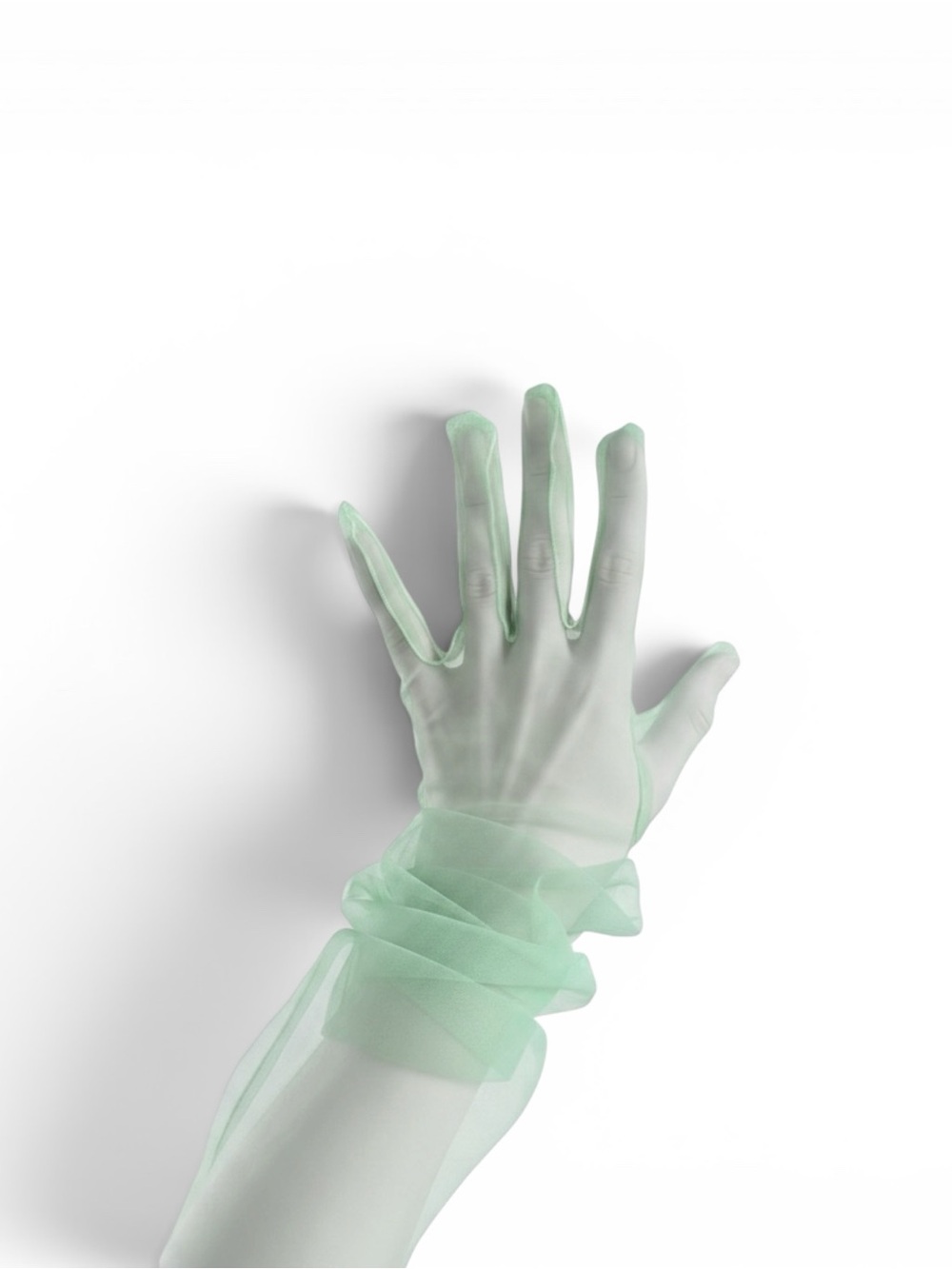 Sheer Mint Green Gloves Above Elbow